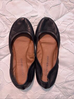 Lucky Brand Black Leather Slip-On Ballet Flats